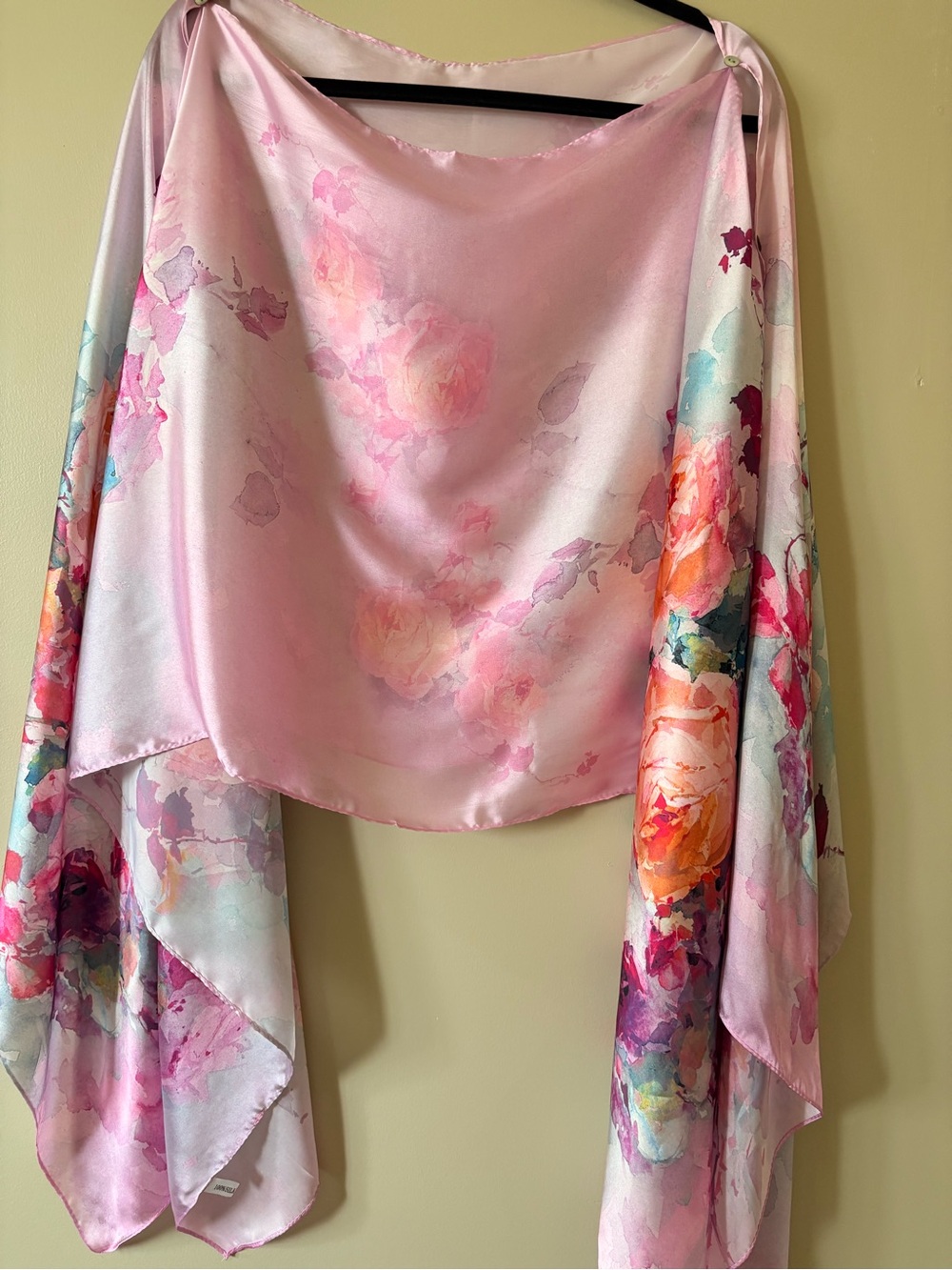 Pink Floral 100% Silk Shawl/Wrap Scarf